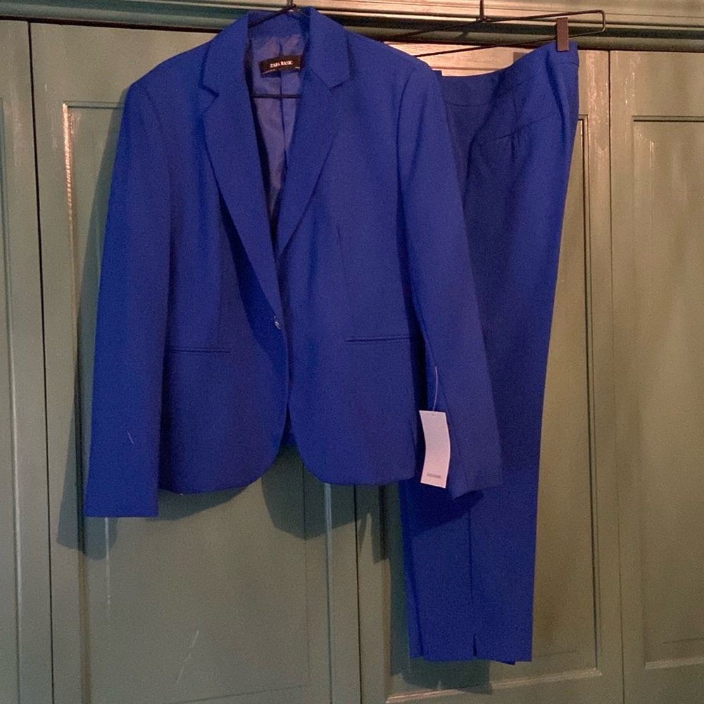 Zara royal blue tapered trousers